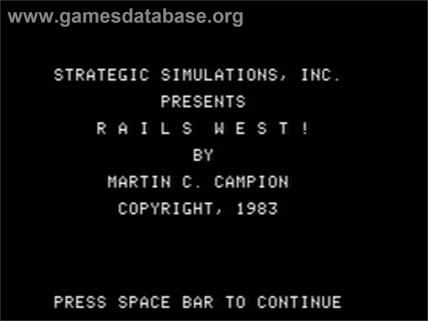 Rails West! - Apple II - Artwork - Title Screen