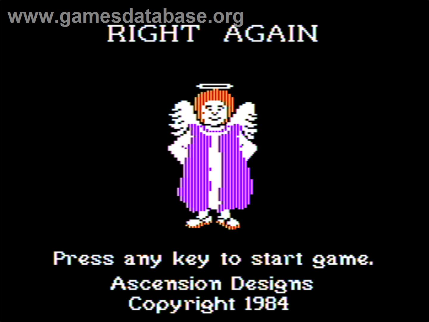 Right Again - Apple II - Artwork - Title Screen