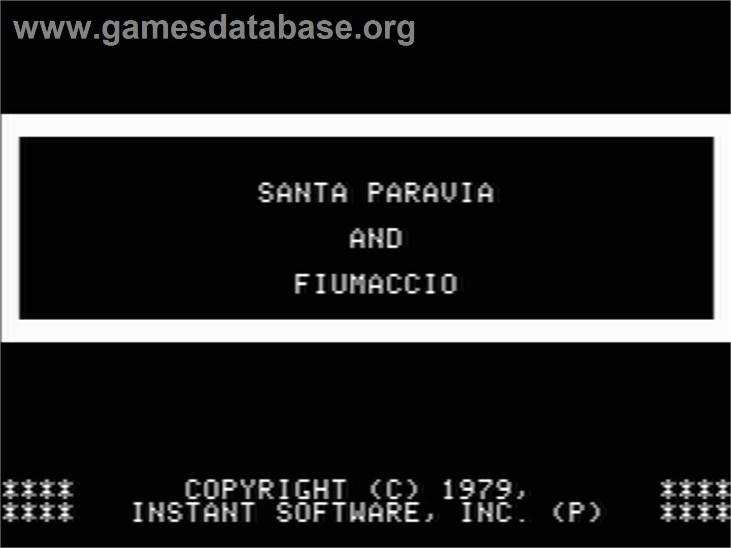 Santa Paravia And Fiumaccio - Apple II - Artwork - Title Screen