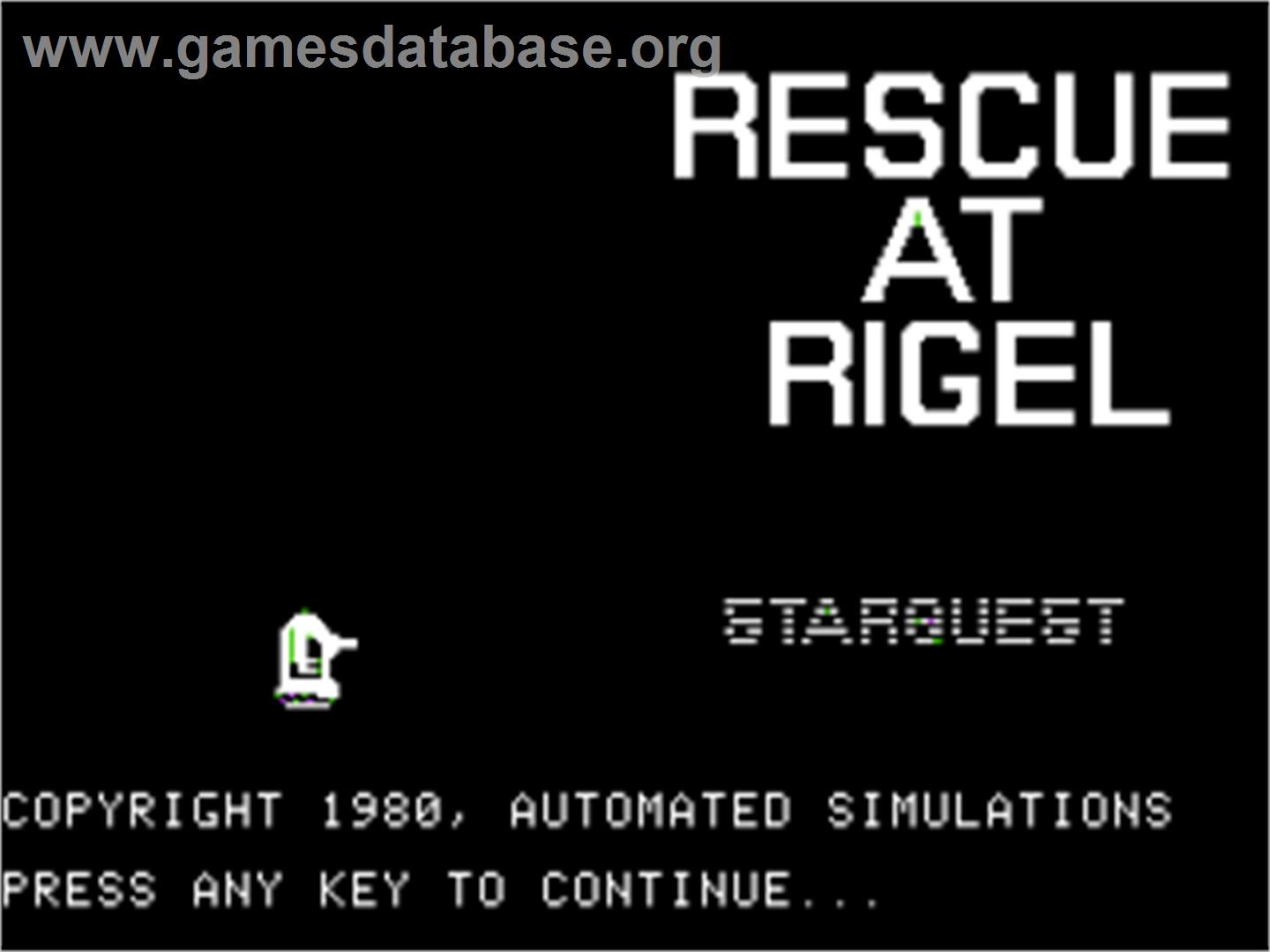 Star Quest: Rescue at Rigel - Apple II - Artwork - Title Screen