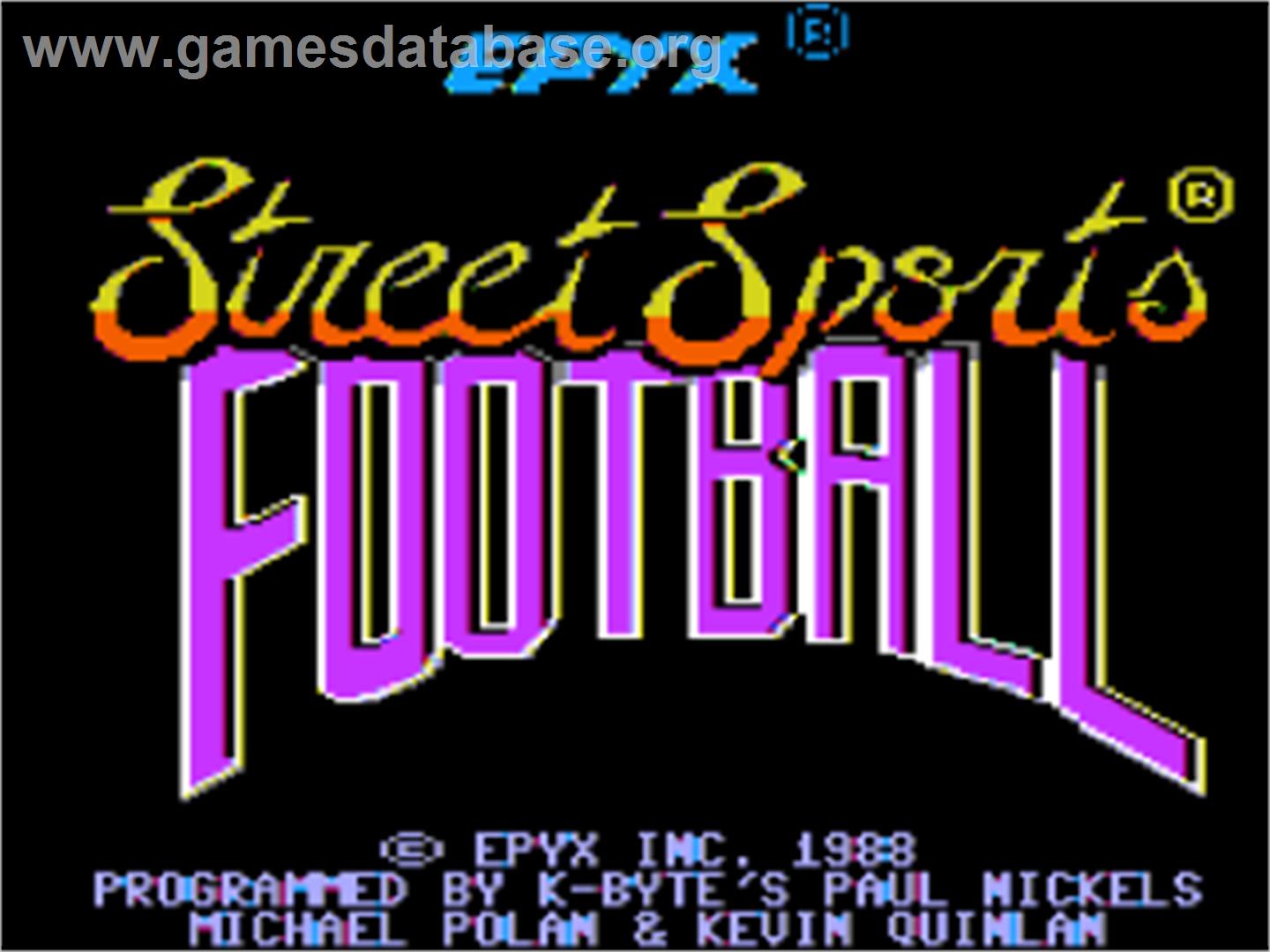 Street Sports Football - Apple II - Artwork - Title Screen