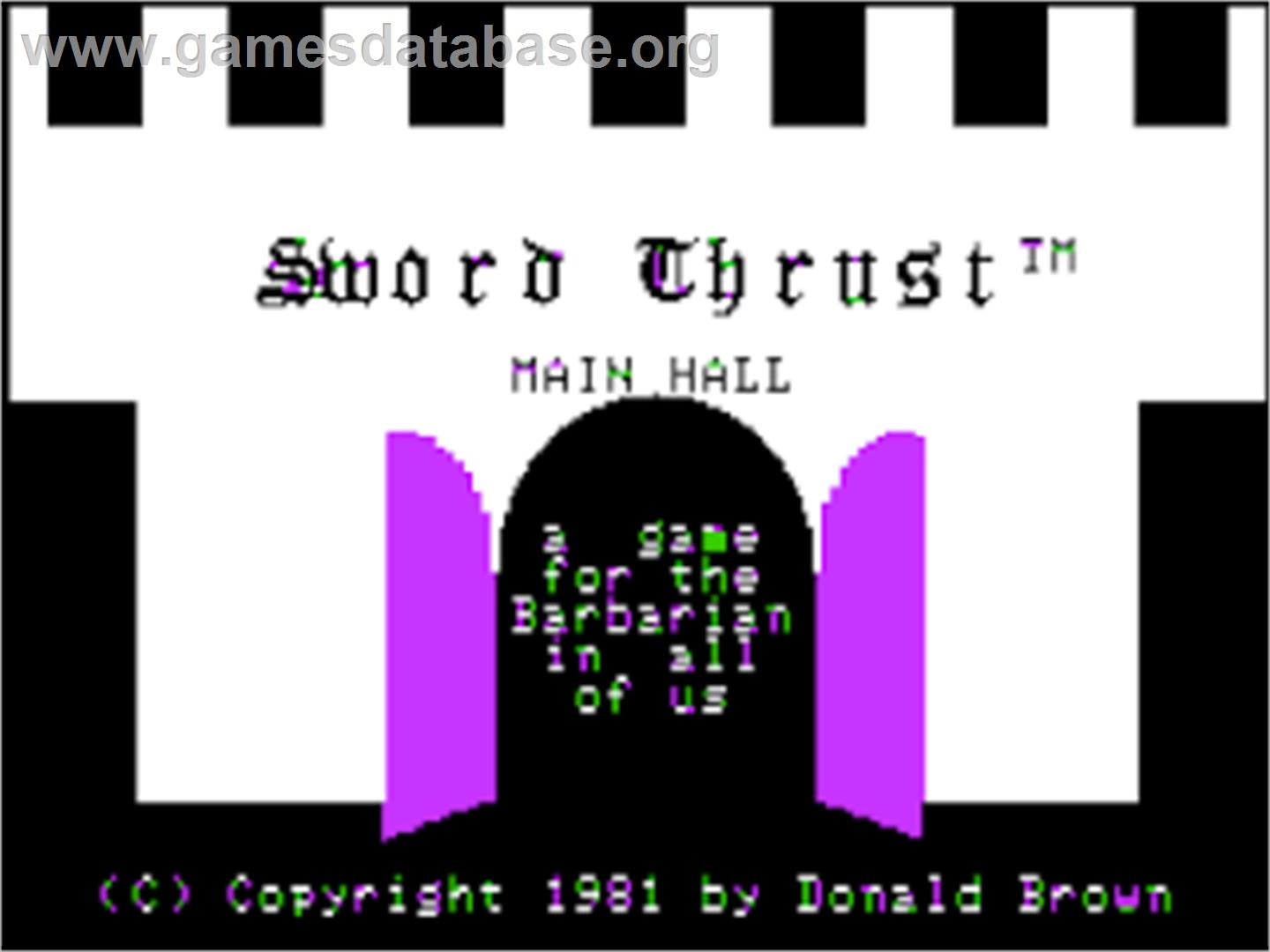 Swordthrust - Apple II - Artwork - Title Screen