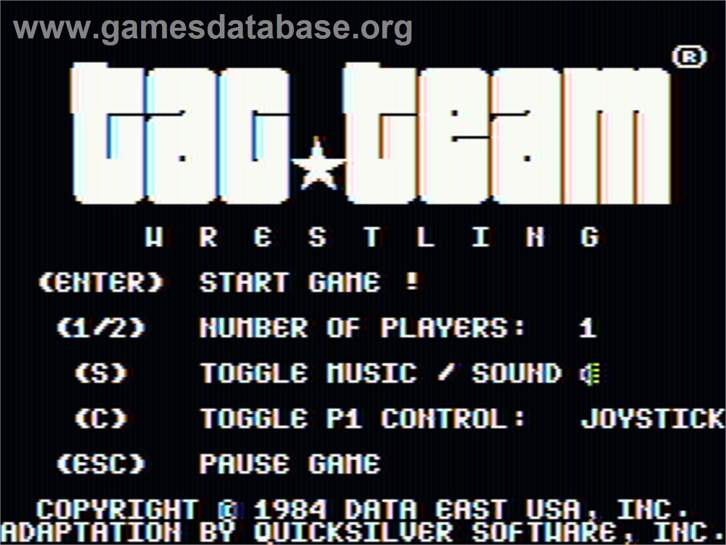 Tag Team Wrestling - Apple II - Artwork - Title Screen