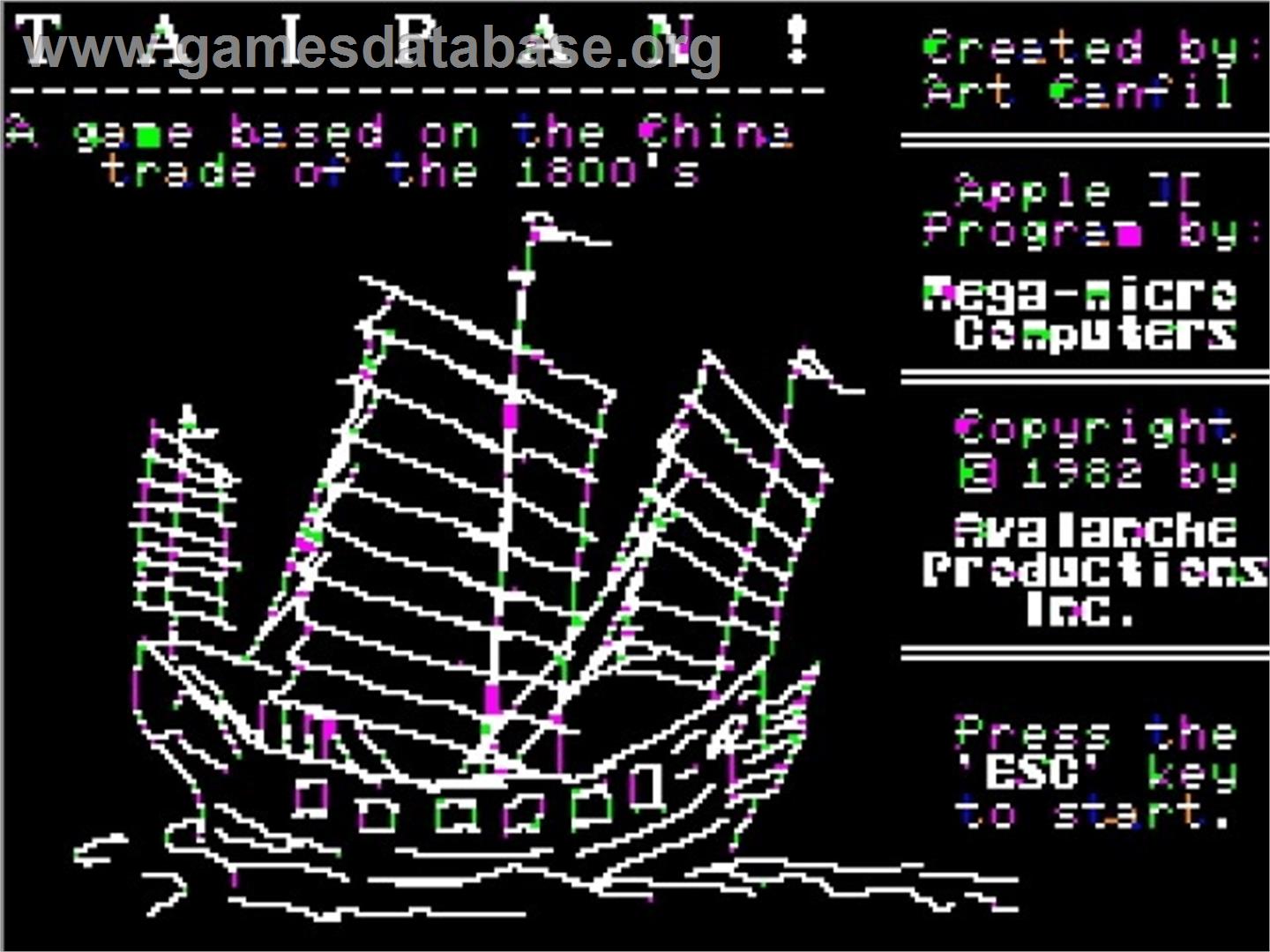 Taipan - Apple II - Artwork - Title Screen