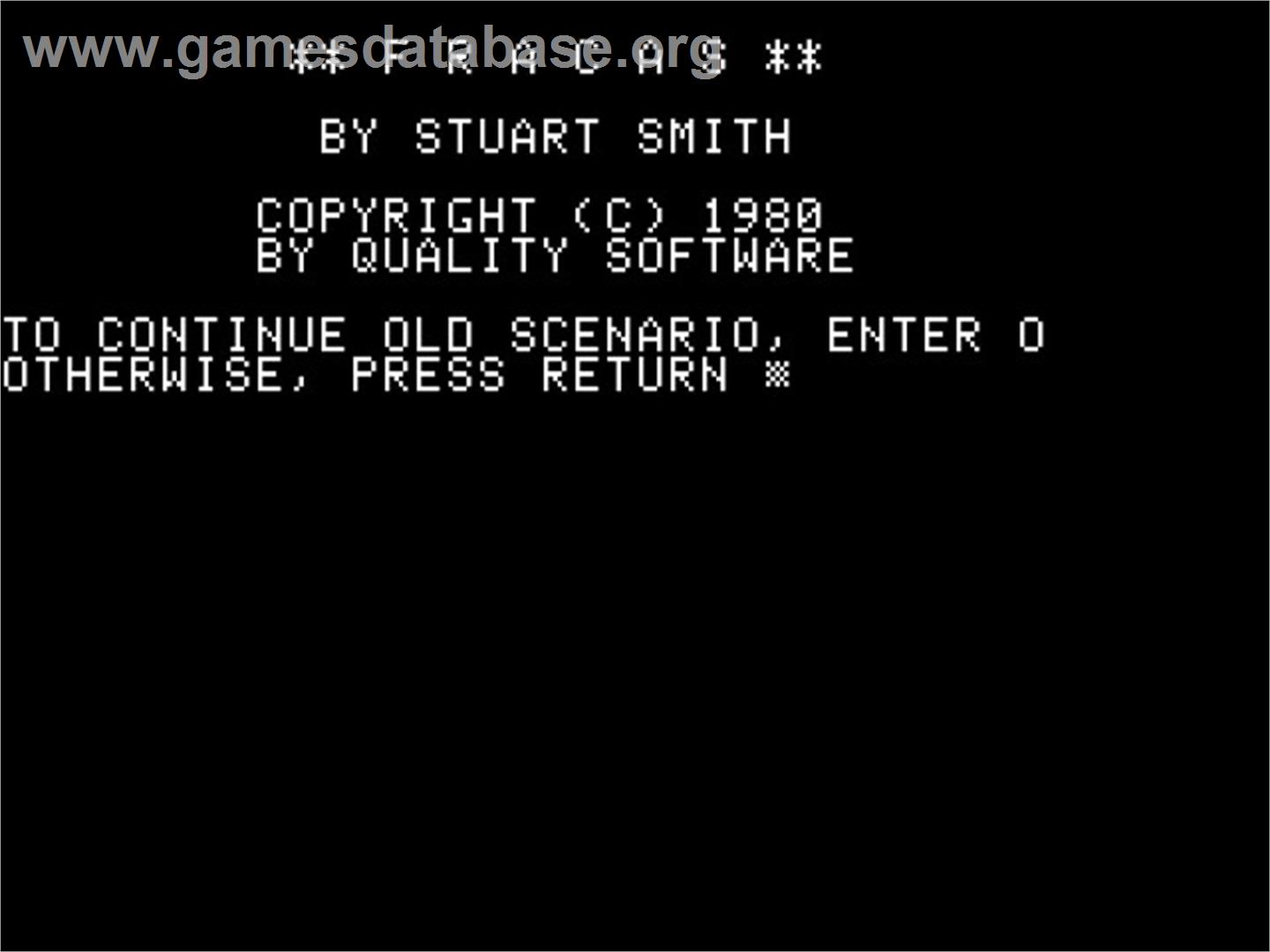 Trains - Apple II - Artwork - Title Screen