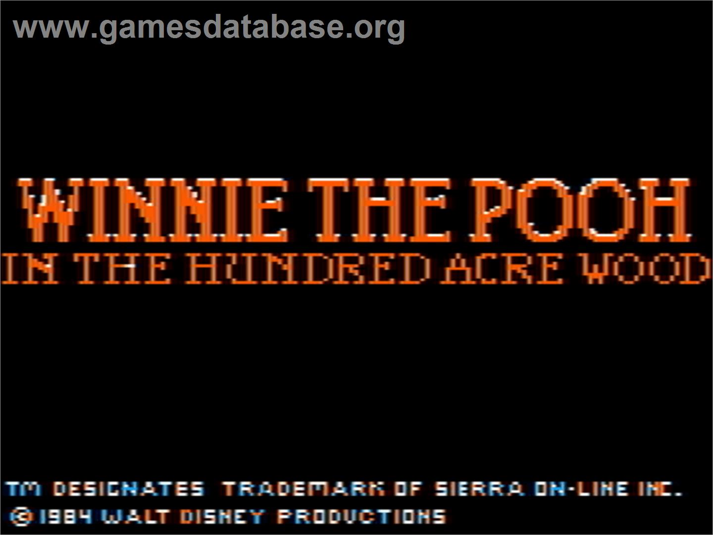 Winnie the Pooh in the Hundred Acre Wood - Apple II - Artwork - Title Screen