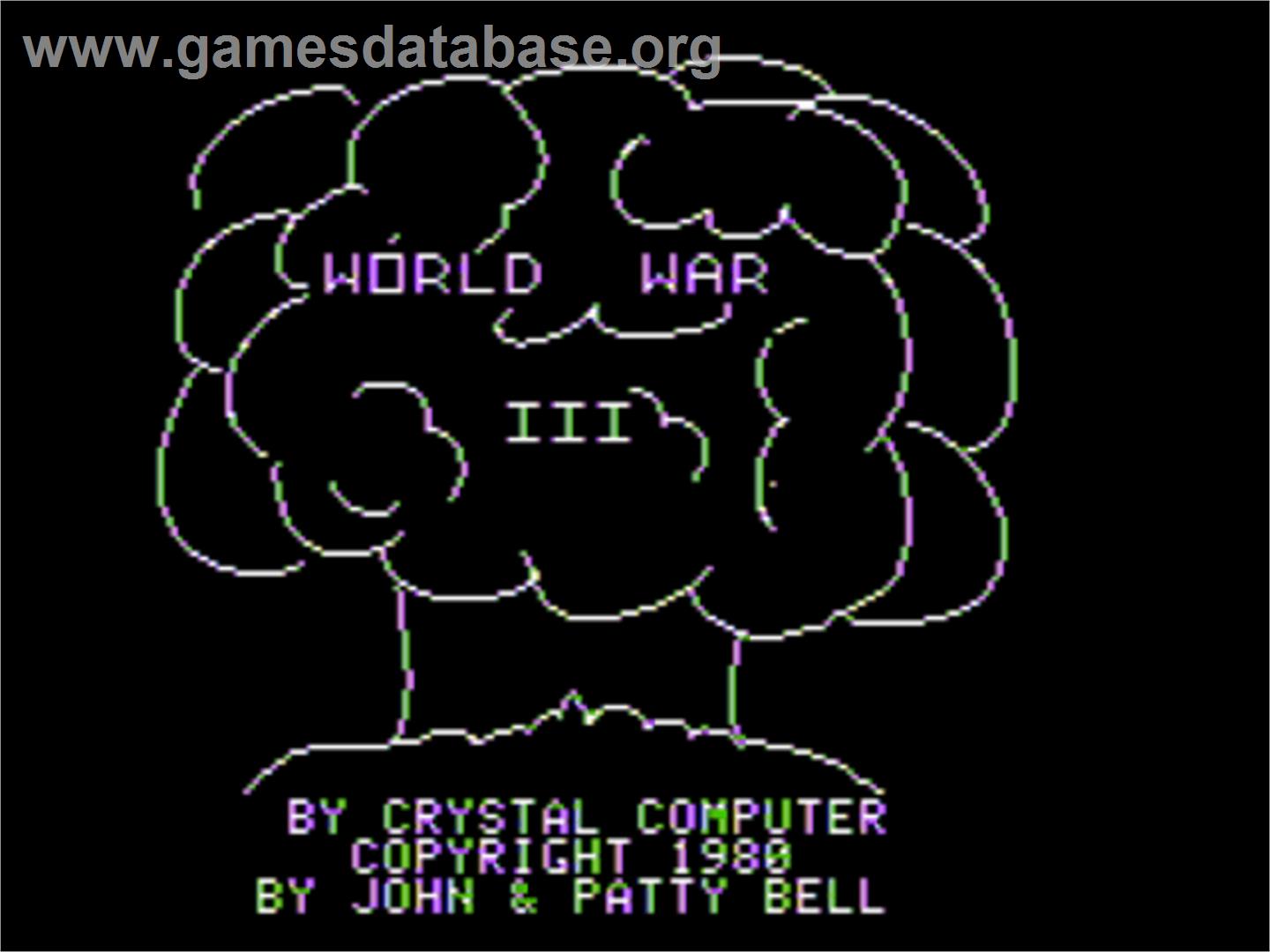 World War 3 - Apple II - Artwork - Title Screen