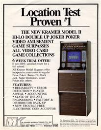Advert for HI-LO Double Up Joker Poker on the Arcade.