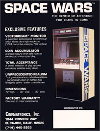 Advert for Space Wars on the GCE Vectrex.