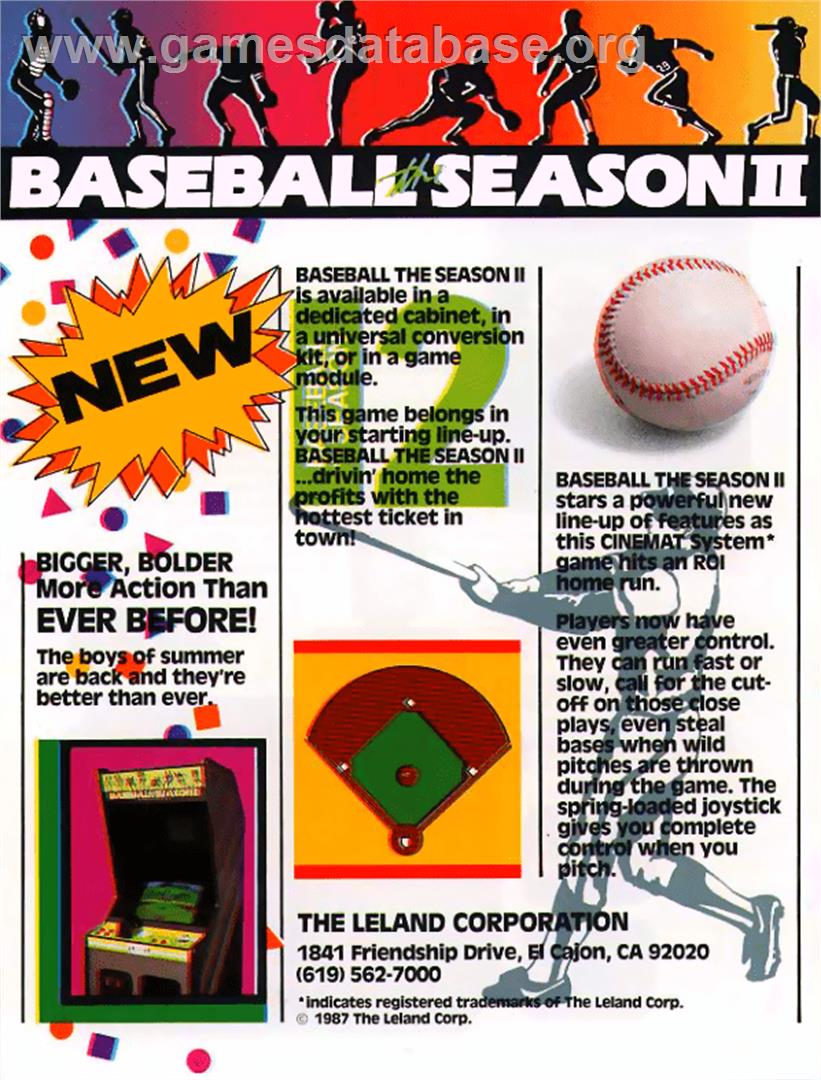 Baseball: The Season II - Arcade - Artwork - Advert