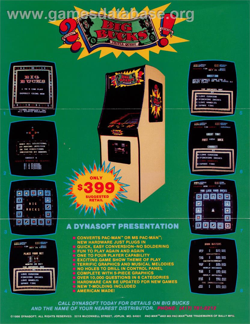 Big Bucks - Arcade - Artwork - Advert