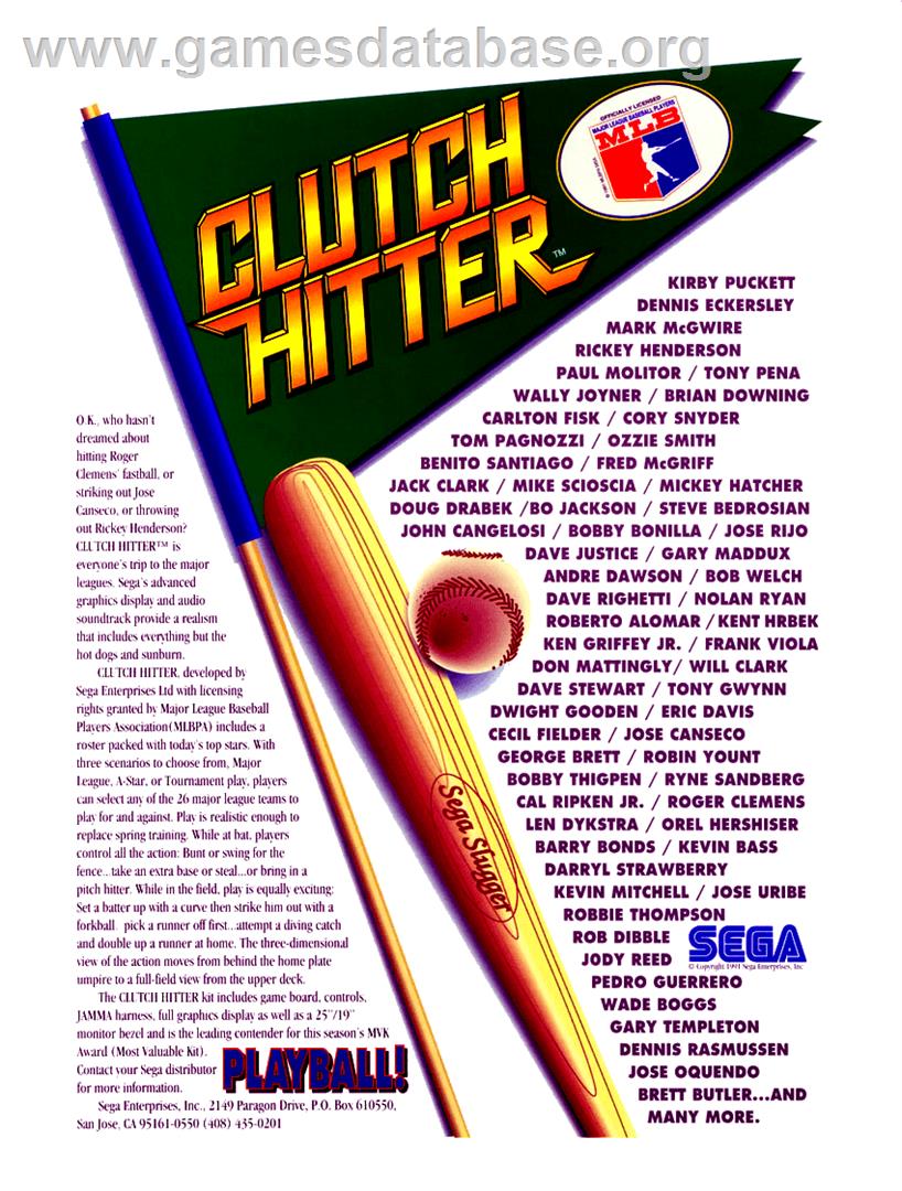 Clutch Hitter - Sega Game Gear - Artwork - Advert