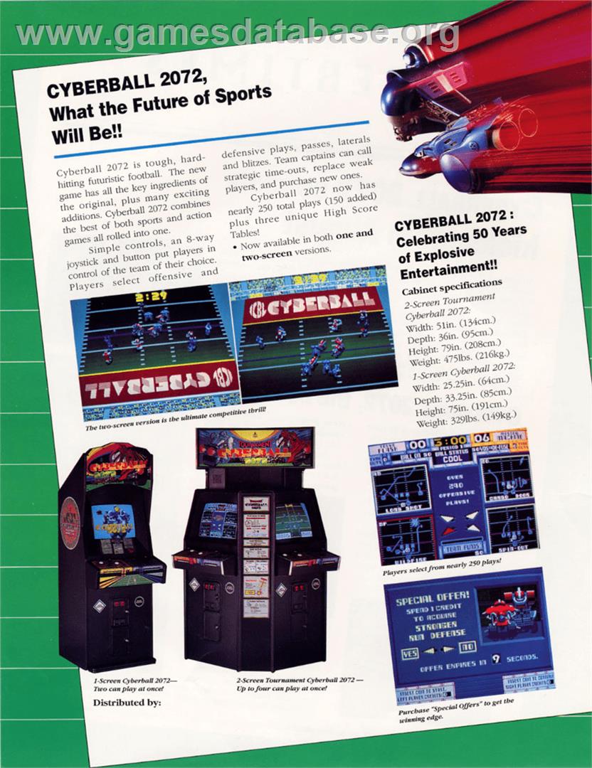 Cyberball 2072 - Arcade - Artwork - Advert