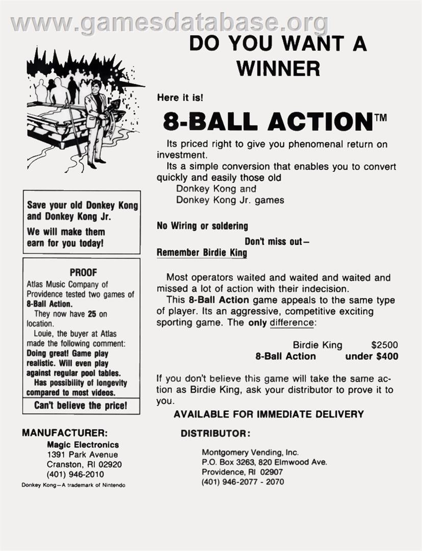 Eight Ball Action - Arcade - Artwork - Advert