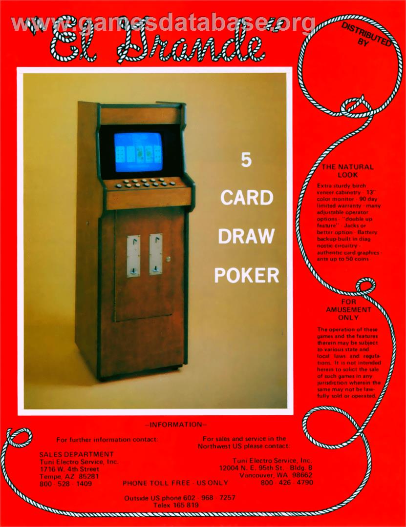 El Grande - 5 Card Draw - Arcade - Artwork - Advert