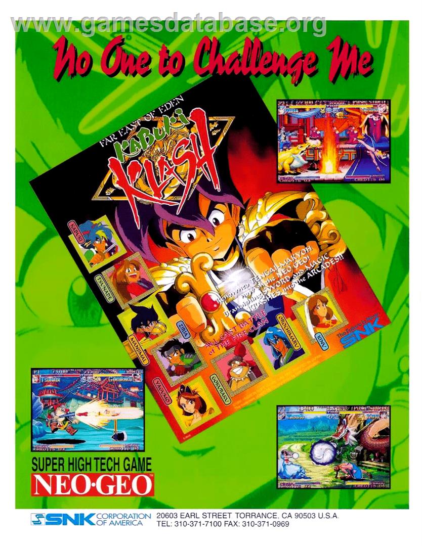 Far East of Eden - Kabuki Klash / Tengai Makyou - Shin Den - Arcade - Artwork - Advert