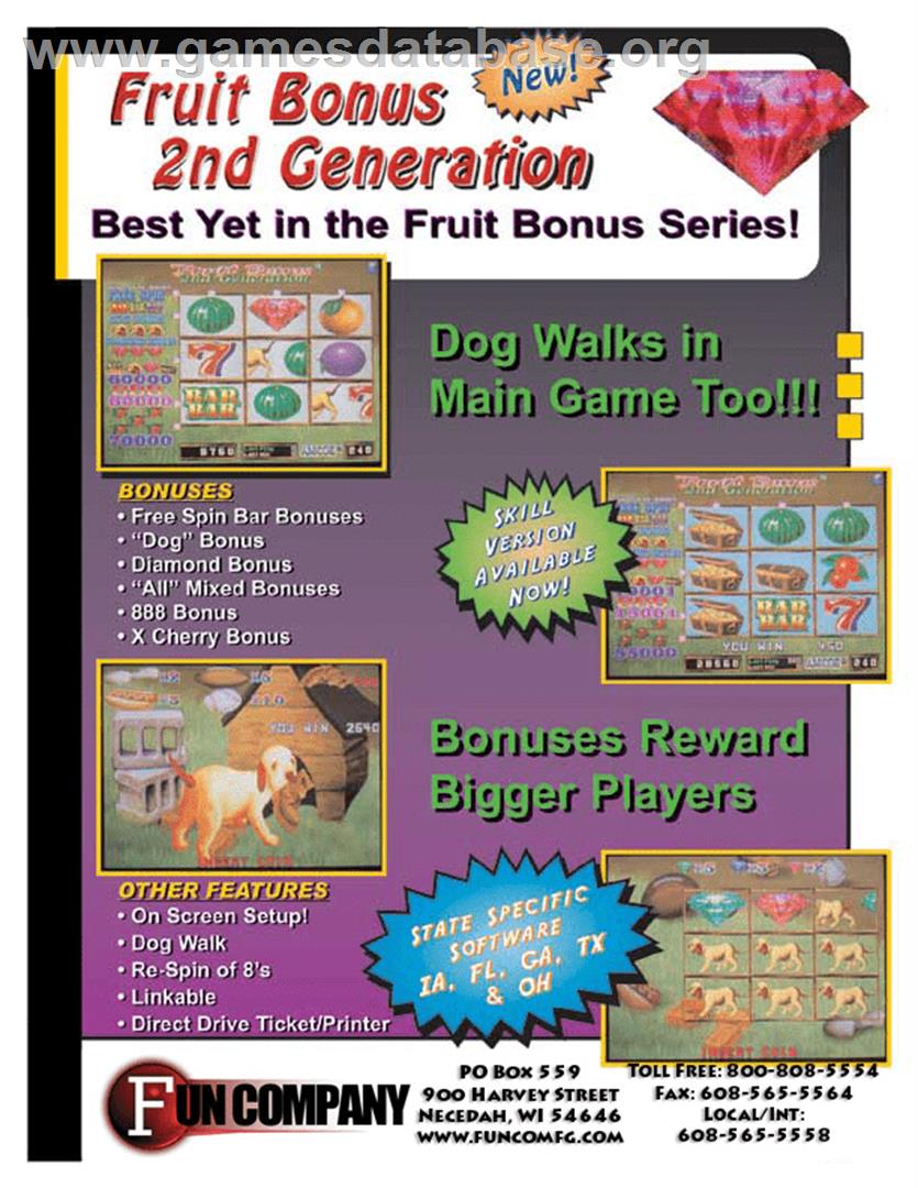 Fruit Bonus 2nd Generation - Arcade - Artwork - Advert