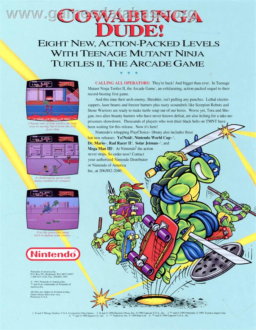 Teenage Mutant Ninja Turtles II: The Arcade Game - Arcade - Artwork - Advert