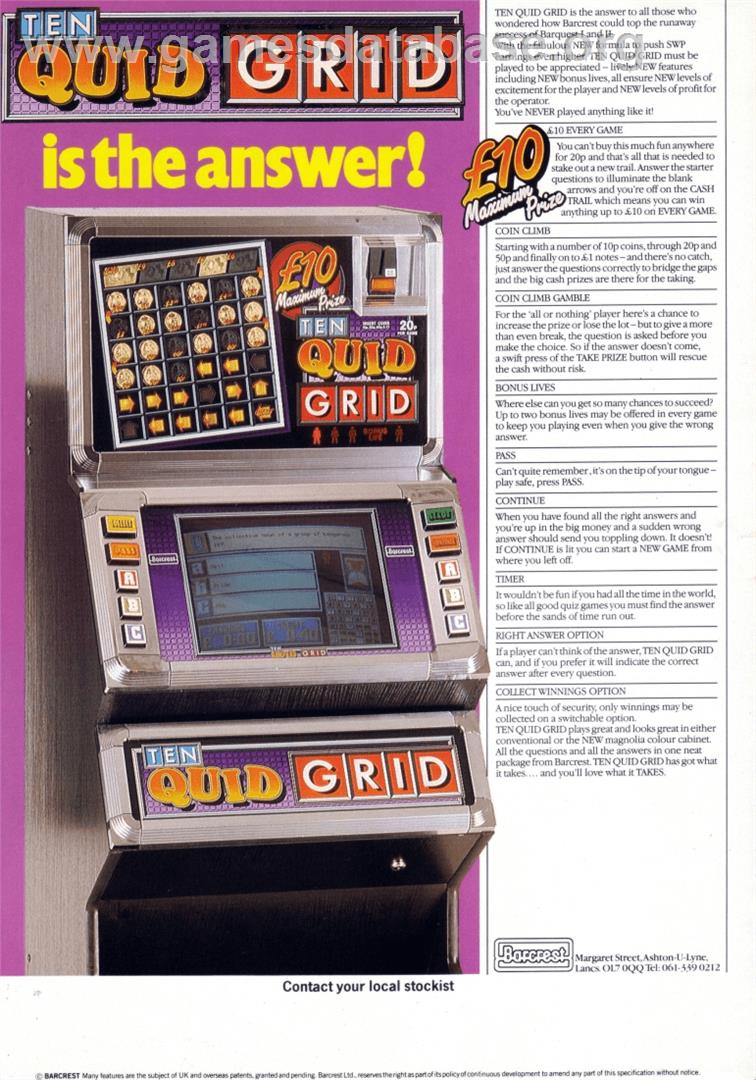 Ten Quid Grid - Arcade - Artwork - Advert