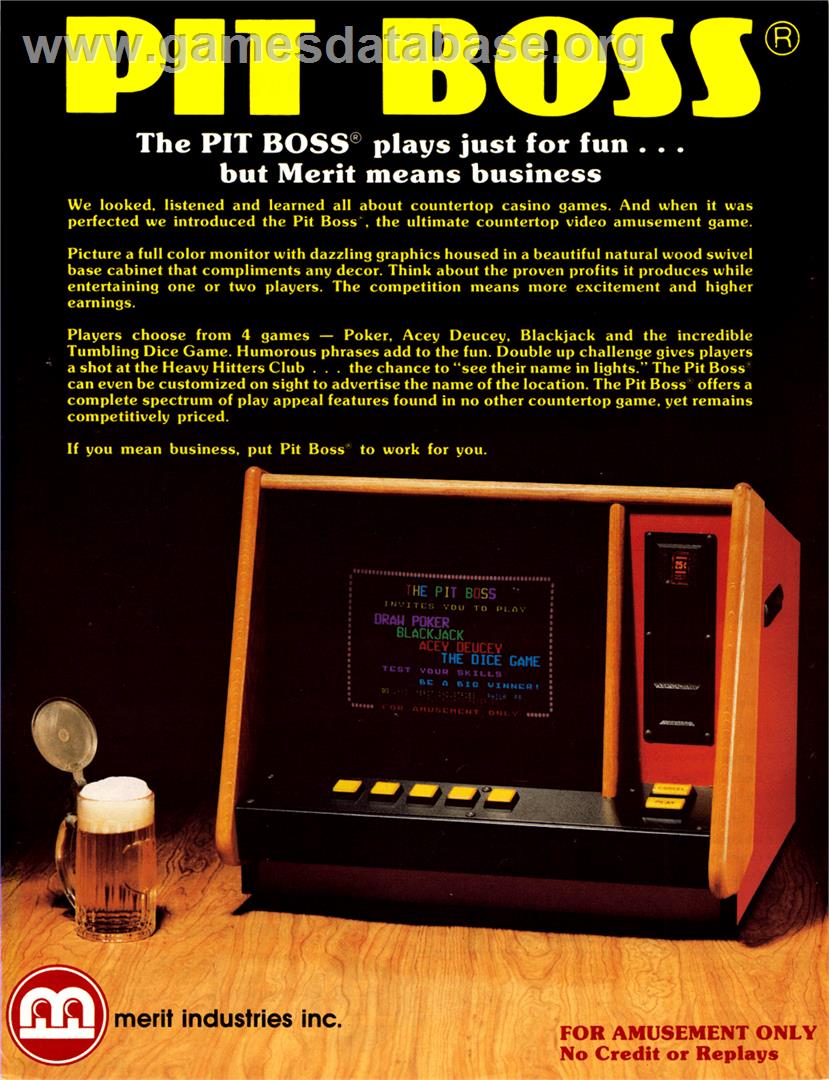The Pit Boss - Arcade - Artwork - Advert