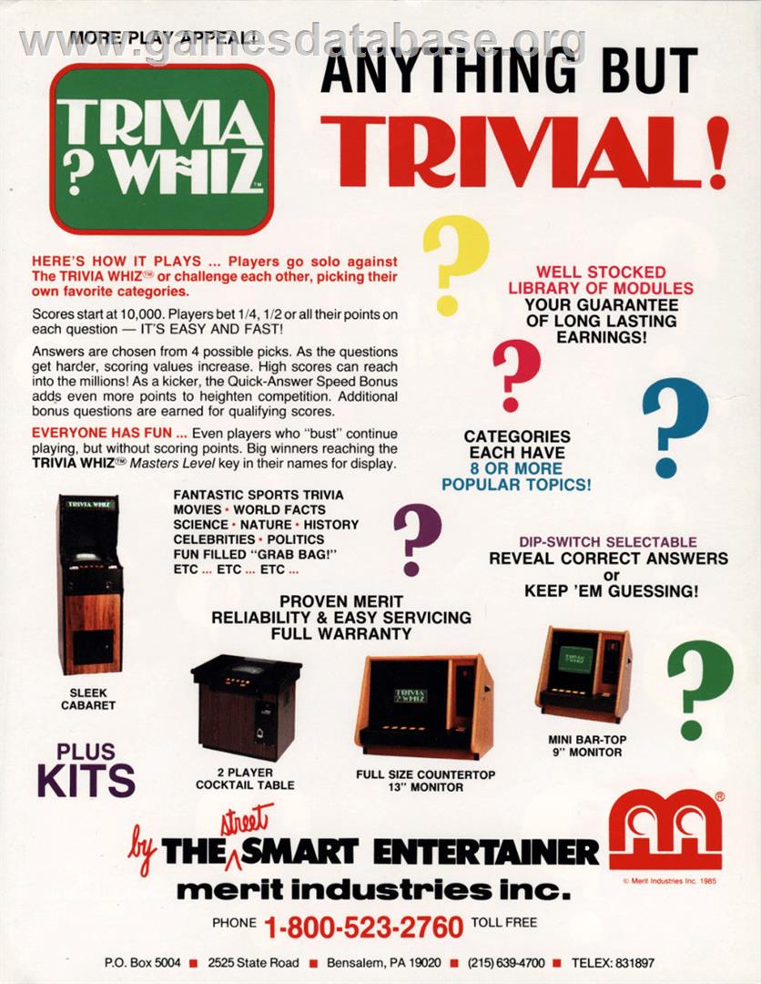 Trivia ? Whiz - Arcade - Artwork - Advert