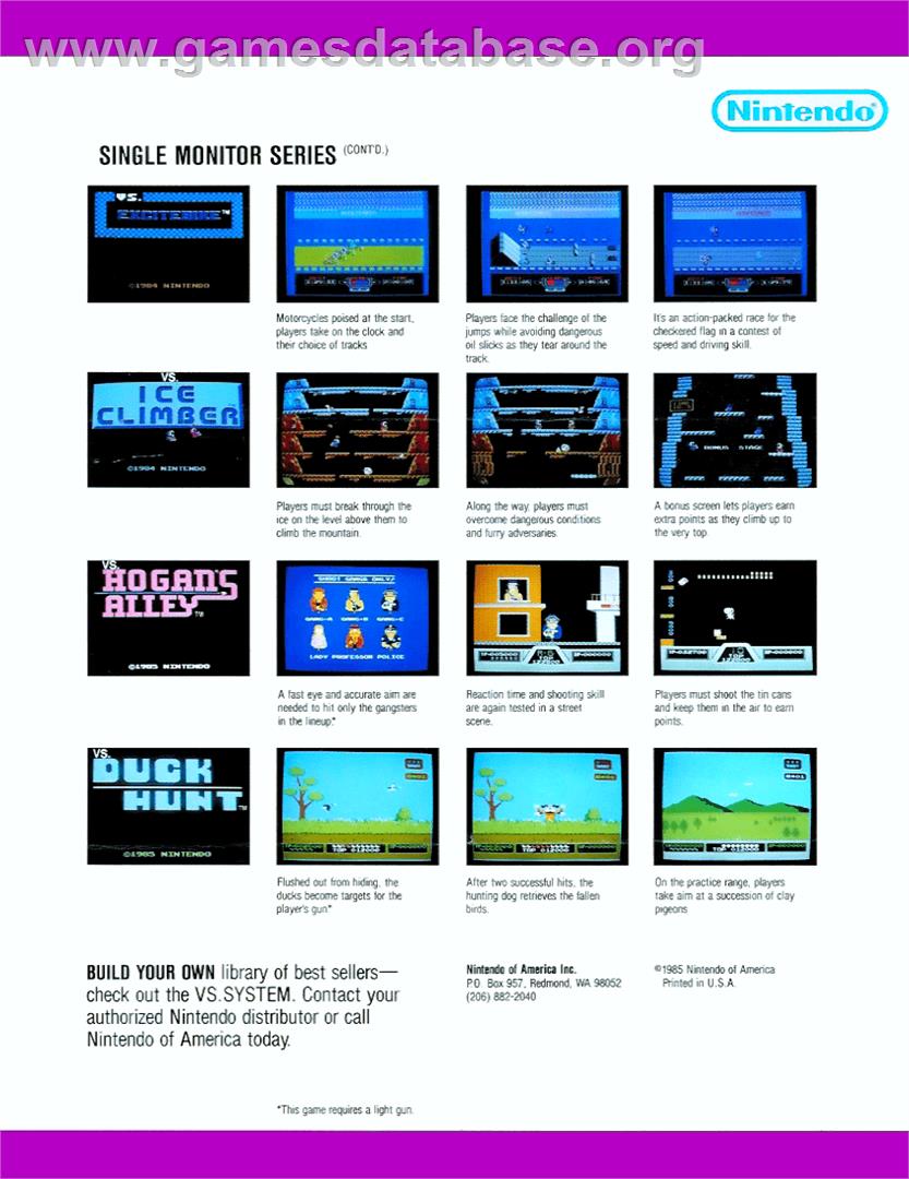Vs. Duck Hunt - Nintendo Arcade Systems - Artwork - Advert