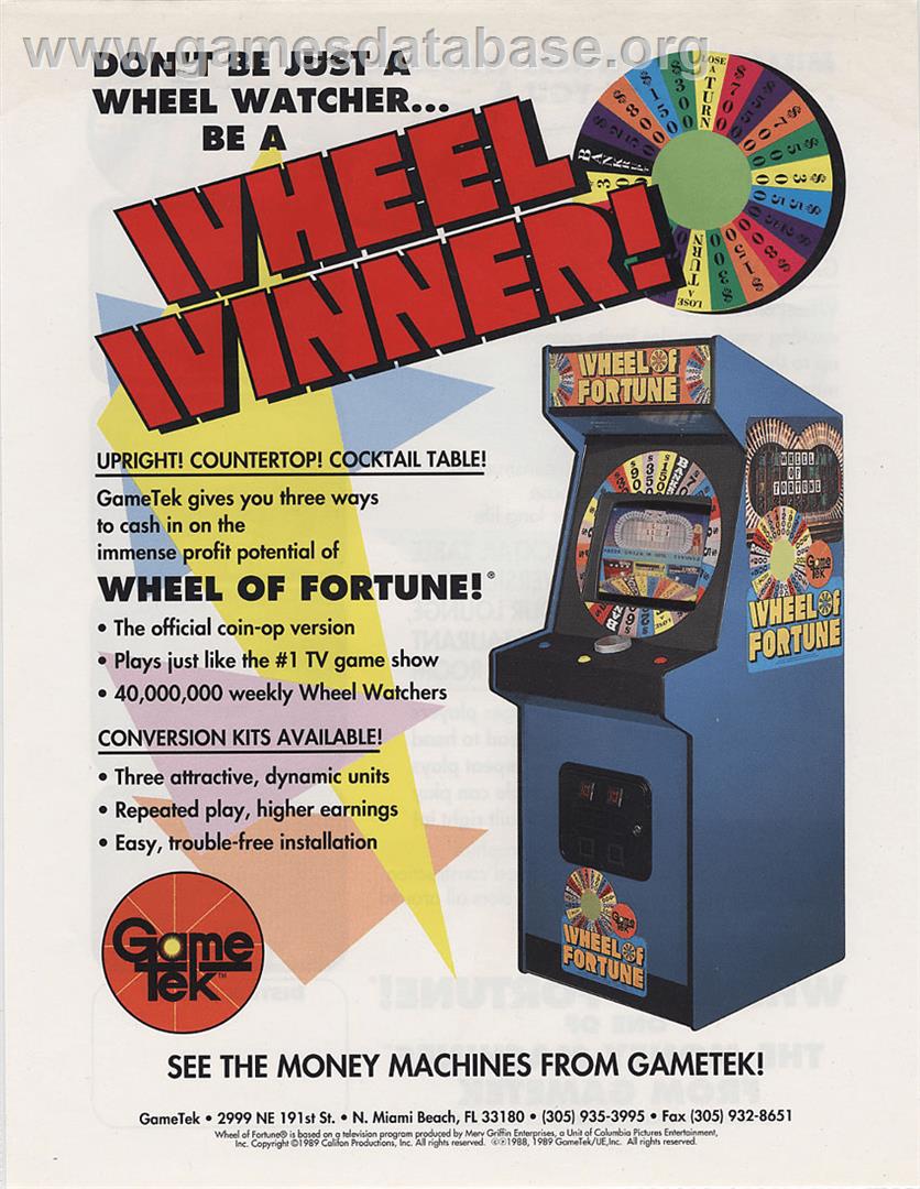 Wheel Of Fortune - Arcade - Artwork - Advert