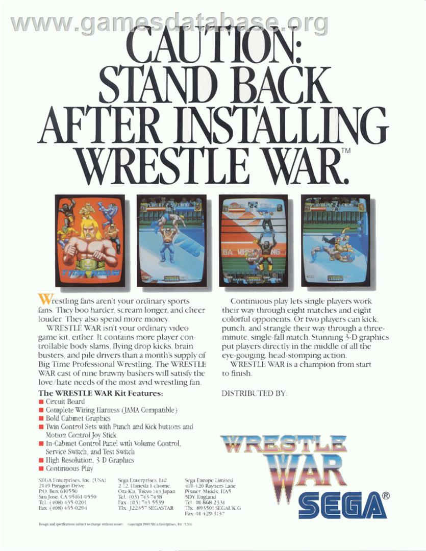 Wrestle War - Sega Nomad - Artwork - Advert