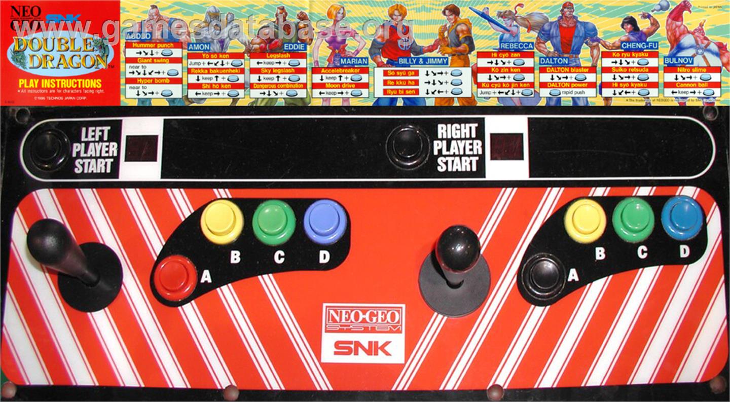 Double Dragon - Arcade - Artwork - Control Panel