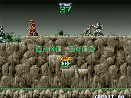 Game Over Screen for Gunforce - Battle Fire Engulfed Terror Island.