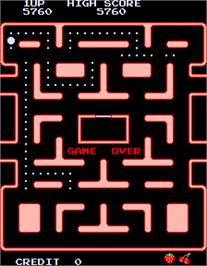 Game Over Screen for Ms. Pacman Champion Edition / Super Zola-Puc Gal.