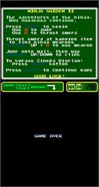 Game Over Screen for Ninja Gaiden Episode II: The Dark Sword of Chaos.