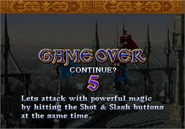 Game Over Screen for Sol Divide - The Sword Of Darkness.