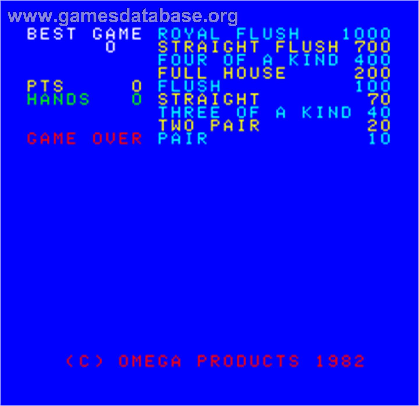 Cal Omega - Game 12.8 - Arcade - Artwork - Game Over Screen
