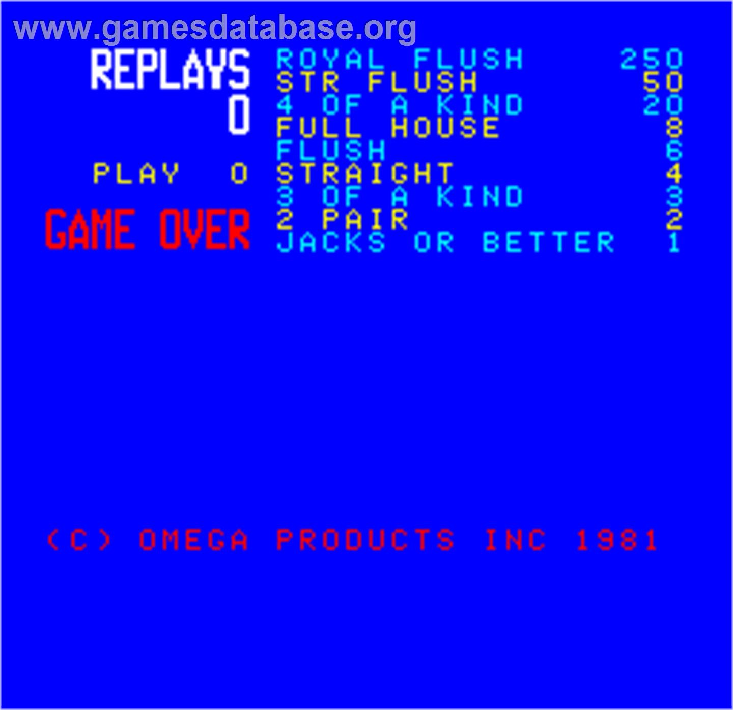 Cal Omega - Game 7.6 - Arcade - Artwork - Game Over Screen