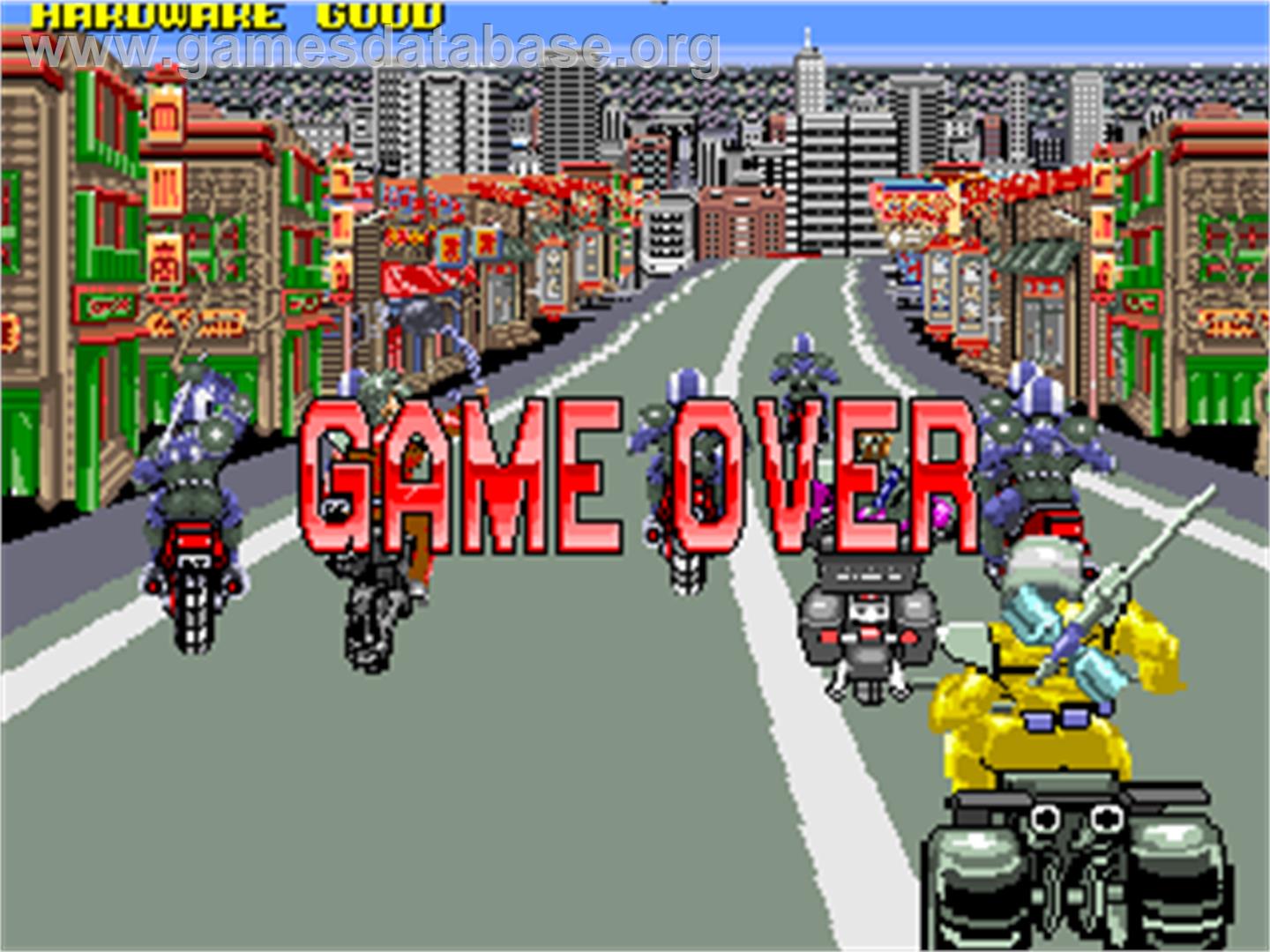 Cycle Warriors - Arcade - Artwork - Game Over Screen