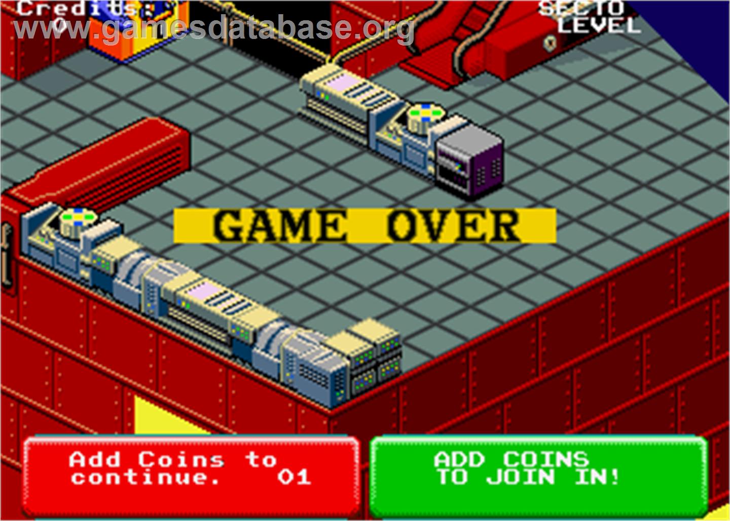 Escape from the Planet of the Robot Monsters - Arcade - Artwork - Game Over Screen