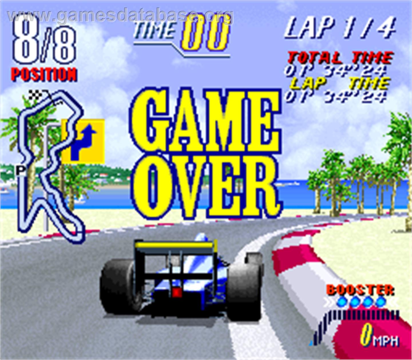 F-1 Grand Prix Star II - Arcade - Artwork - Game Over Screen