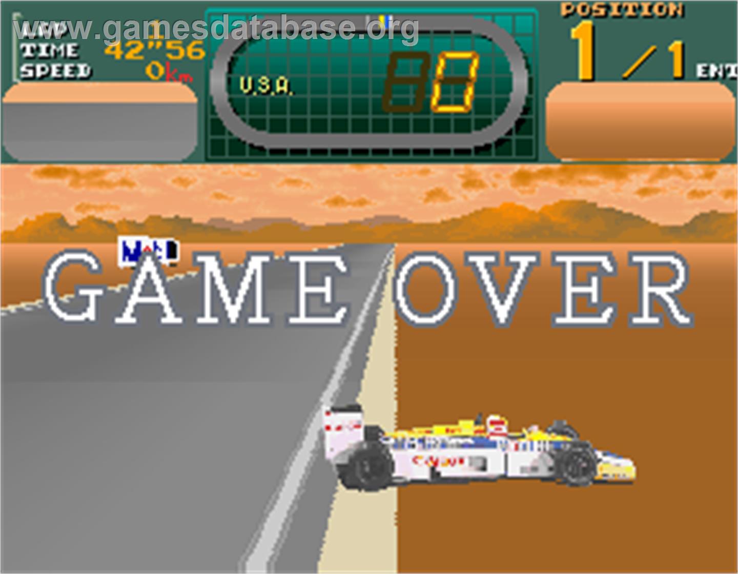 Final Lap 2 - Arcade - Artwork - Game Over Screen