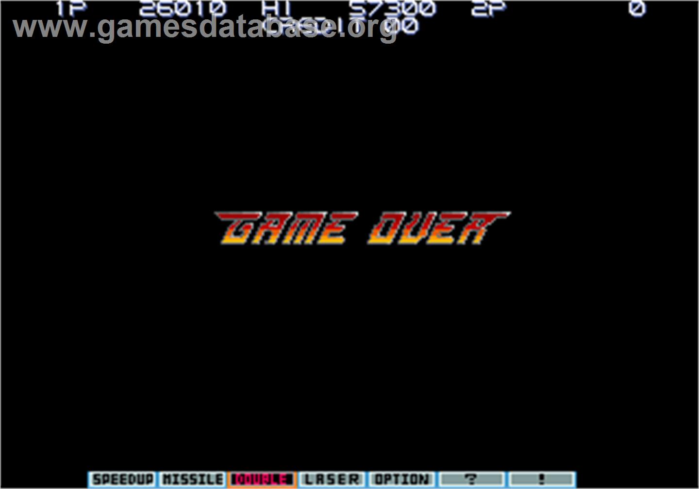 Gradius III - Arcade - Artwork - Game Over Screen