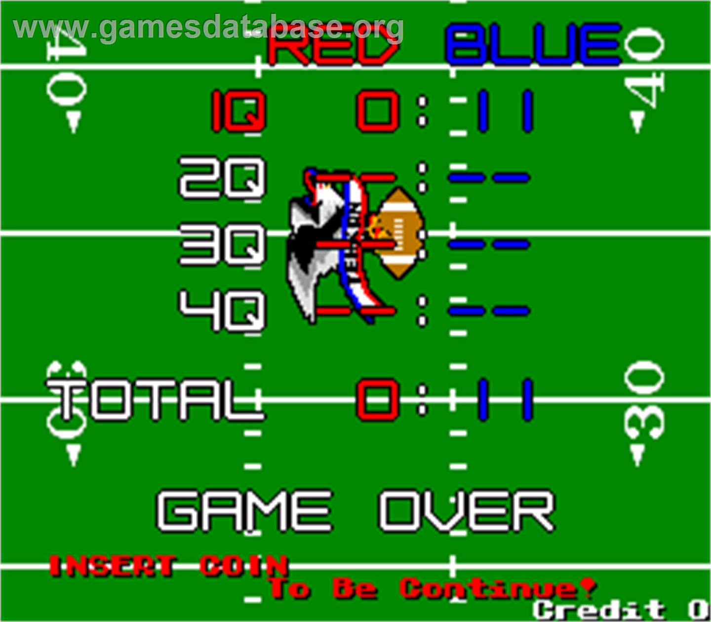 Gridiron Fight - Arcade - Artwork - Game Over Screen