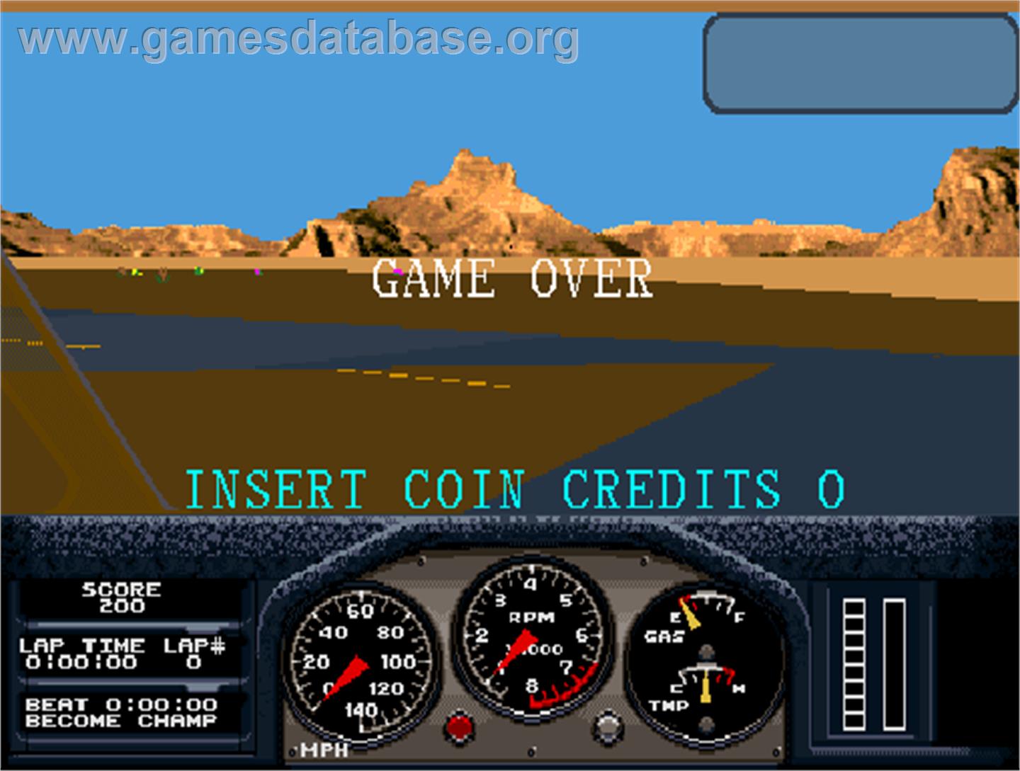 Hard Drivin's Airborne - Arcade - Artwork - Game Over Screen