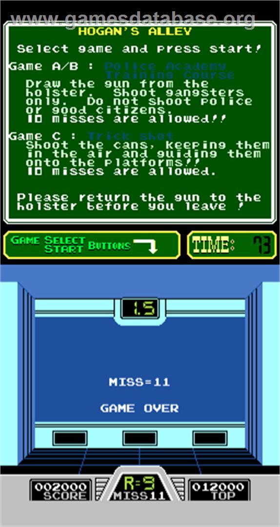 Hogan's Alley - Arcade - Artwork - Game Over Screen