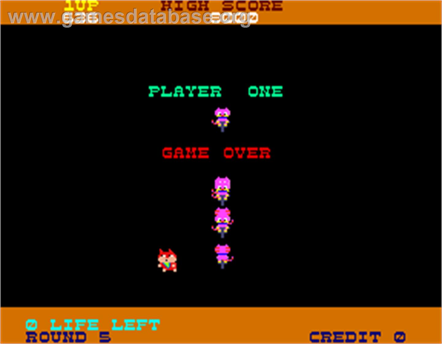 Hopping Mappy - Arcade - Artwork - Game Over Screen