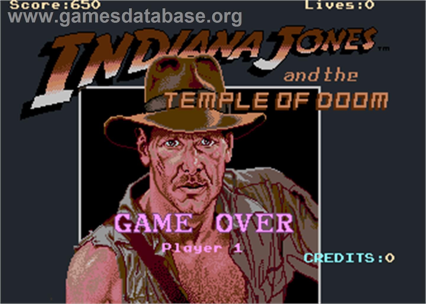 Indiana Jones and the Temple of Doom - Arcade - Artwork - Game Over Screen