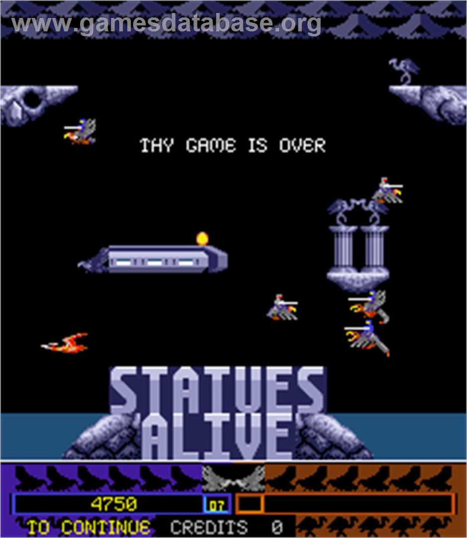 Joust 2 - Survival of the Fittest - Arcade - Artwork - Game Over Screen
