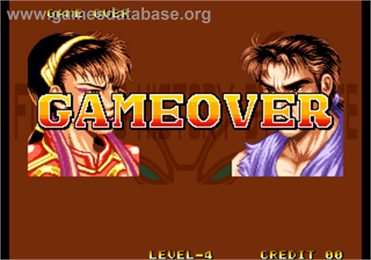Karnov's Revenge / Fighter's History Dynamite - Arcade - Artwork - Game Over Screen