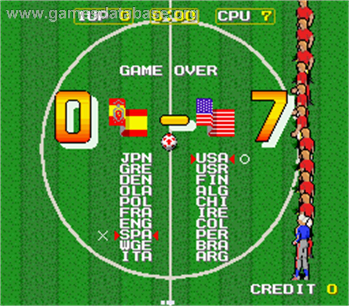 Kick Off - Arcade - Artwork - Game Over Screen