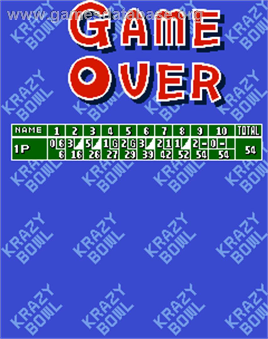 Krazy Bowl - Arcade - Artwork - Game Over Screen