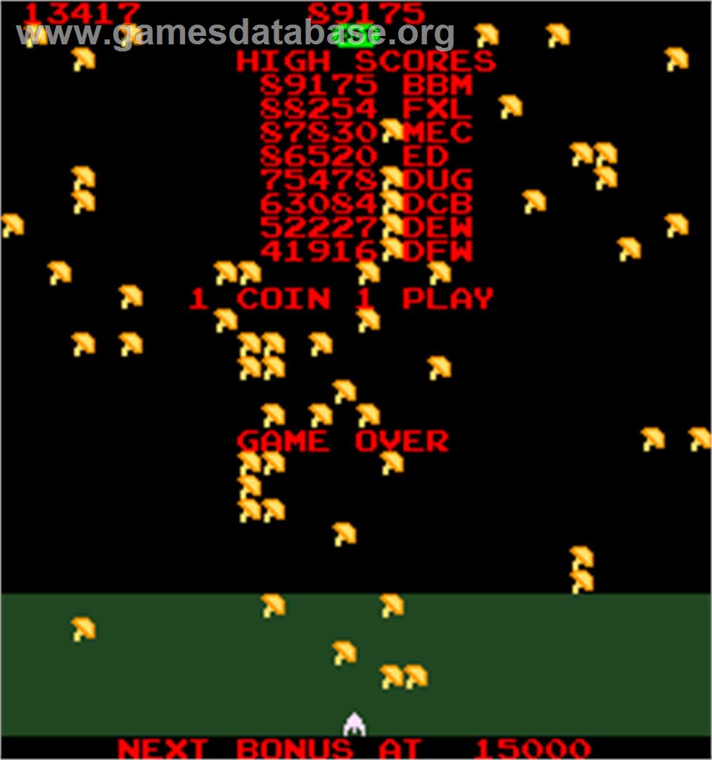 Millipede - Arcade - Artwork - Game Over Screen